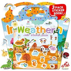 3 Sets Reusable Jelly Sticker Books 3-6 | Kids Travel Weather Insect Beach Toys