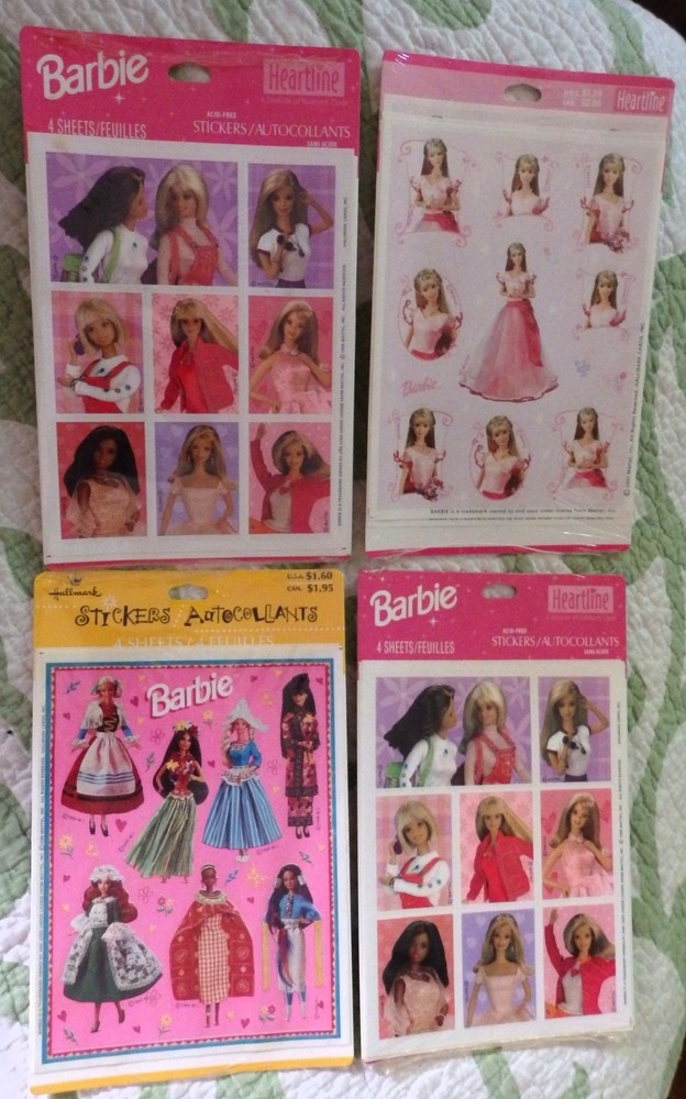 4 Barbie Heartline Hallmark Sticker Sheets Sets NEW