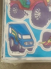 Vintage 80s Fun Foil Shinies Stickers Hallmark Race Cars Monster Truck Jeep