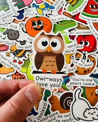 50 Cute Toddler Kid Stickers/Reward Motivational For Kids/Animal & Food Stickers