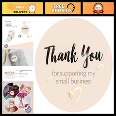 4000 Pcs Thank You Stickers Rolls, 1.5″ Round Gold Foil Seals, Pastel Peach UV E