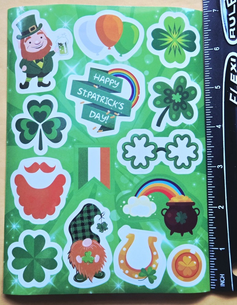 St Patrick’s Day Sticker Single Sheet (5×7″). Vinyl/ Waterproof.