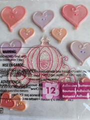 ek success disney heart adhesive buttons 3 sizes &cinderella carriage