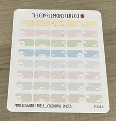 TheCoffeeMonsterzCo Mini Colourful Rounded Labels Emotis Sticker Sheet TCMC