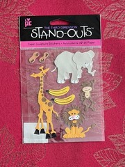 STAND OUTS ZOO ANIMALS MONKEY BANANA GIRAFF ELEPHANT LION 3D STICKERS
