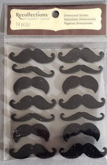 Recollections Signature GLITTER MUSTACHE Dimensional Stickers, 14 pcs