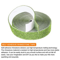 0.7 Inch Self Adhesive Rhinestone Strips 3 Yard for Crafts,Light Green