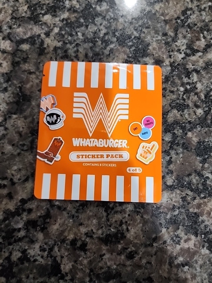 Whataburger Sticker Pack 4 of 5 Collectible 2026 Kids Meal Toy 8 Stickers Sealed