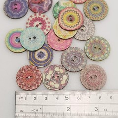 Chenkou Craft Mix Random Pattern 100pcs 1″(25mm) Large Wood Buttons Craft Sew…