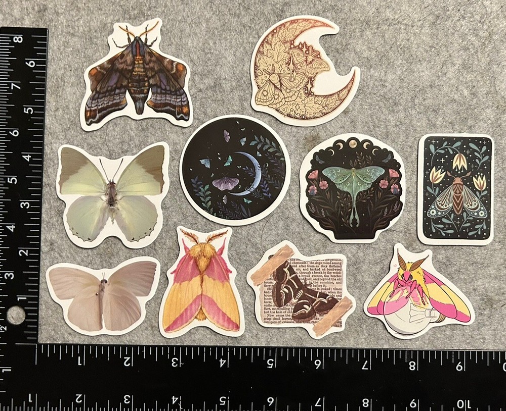 Lot of 10 Assorted Nature Moth Butterfly Butterflies Stickers