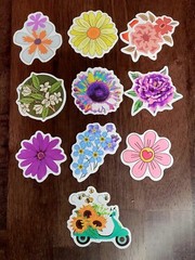 STICKERS x 10 Flowers Various Sunflowers Daisies Blue Purple Craft D22AB7