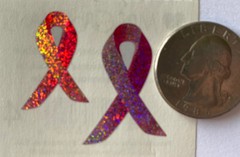 SPARKLE PINK AWARENESS RIBBON Stickers(4pc)Mrs.Grossman’s•Pink •Cancer•Prismatic