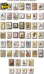 Vintage Postage Stamp Stickers for Scrapbook, 100 Pcs Deco Paper Stickers for Bu