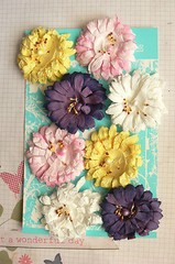 SUNFLOWER / GERBERA 8Pack WHITE PINK PURPLE YELLOW with Centre PAPER 50-55mm MHB