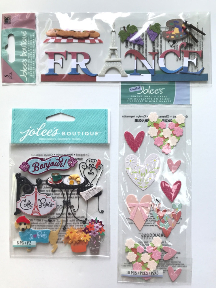 Jolee’s France Scrapbook Stickers Lot Europe Cafe Paris Hearts Travel Wedding