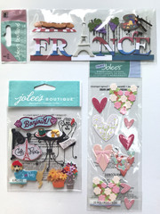 Jolee’s France Scrapbook Stickers Lot Europe Cafe Paris Hearts Travel Wedding