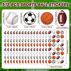 512Pcs Sports Stickers for Kids Classroom,Basketball Football Baseball Soccer…