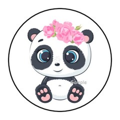 30 BABY PANDA BEAR ENVELOPE SEALS LABELS STICKERS 1.5″ ROUND FLORAL FLOWERS