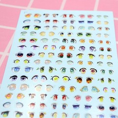 5 Sheet of Stickers Eyes Water Decals DIY Cartoon Eyes Stickers Anime Figurine