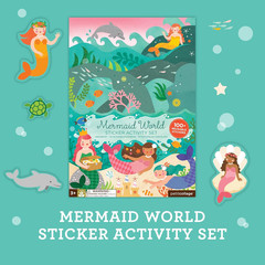 Mermaid World Sticker Activity Book, Giant Fold Out, 34” X 12” Opened, 100+ Stic