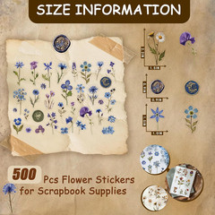 450 Pcs Flower Stickers for Scrapbook Supplies, Dried Pressed Flowers Scrapbook,