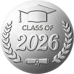 100Pcs Class of 2026 Stickers – Silver Foil Embossed Graduation Stickers 2 Inch