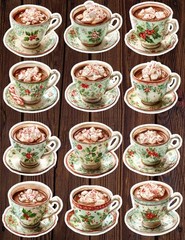 Christmas Cocoa Die Cut Vinyl Stickers Set Scrapbooking Laptop Water Bottle