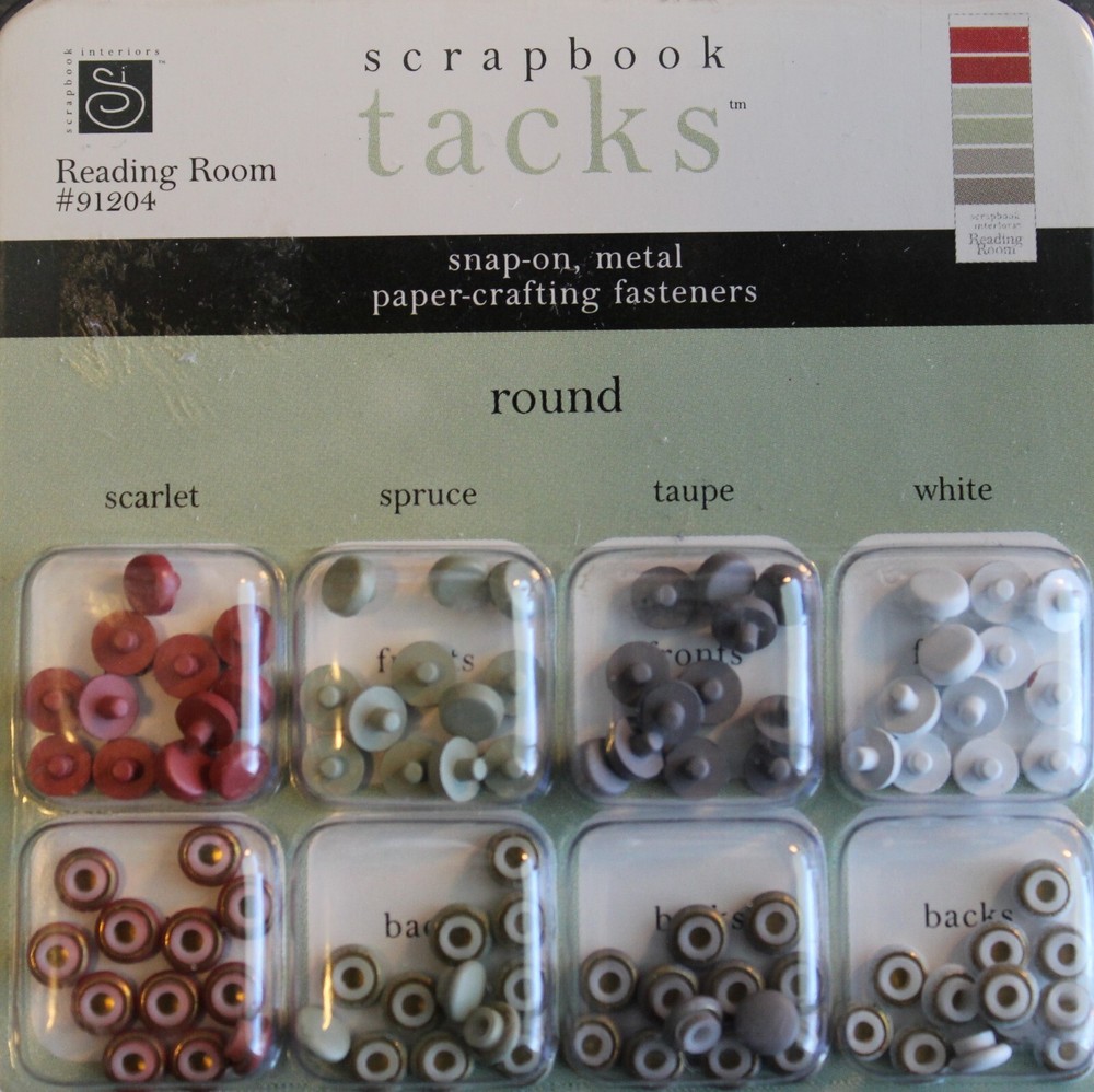 Chatterbox Scrapbook Interiors Tacks Snap-On Metal Fasteners Reading Room Round