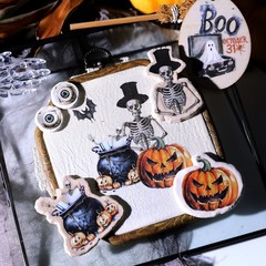 Halloween Rub-on Transfer Stickers 3 Sheets Use for Fabric Paper Wood Chips DIY