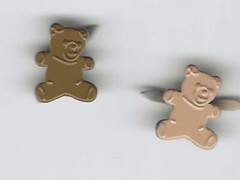 TINY BROWN BEAR SCRAPBOOKING DECORATIVE BRADS EYELET OUTLET 8 PCS 2 COLORS