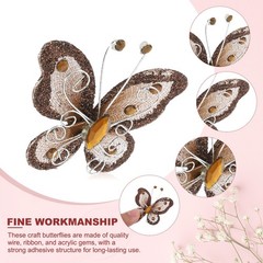 24Pcs Butterflies for Crafts, 2.2″ Organza Butterflies, Coffee