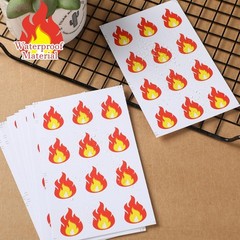 Fulmoon 144 Pcs Fire Vinyl Stickers 1.18 x 0.91 Inches Waterproof Red, Yellow
