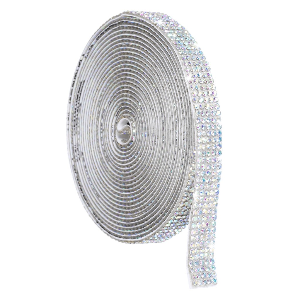 4 Yard 5 Rows Self Adhesive Crystal Rhinestone Ribbon Roll AB Color