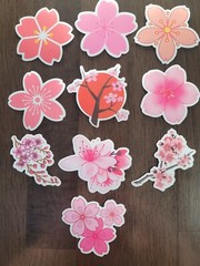 STICKERS x 10 Flowers Pink Cherry Blossom Orchid Tree Sticker CHE4