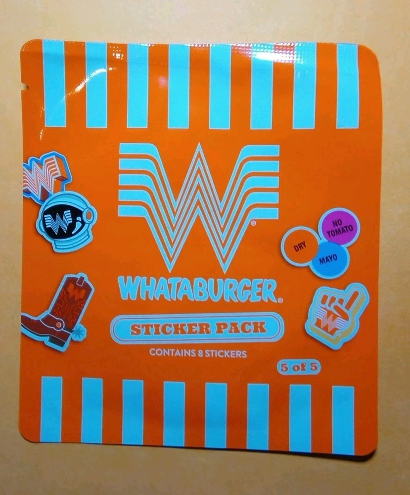 Whataburger Sticker Pack – 8 Stickers, Food & Drink Theme, Orange/White