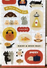 GAIA Pop Animals Choice Sticker Cat Kitty Dog Puppy Bear Sweets MADE IN JAPAN
