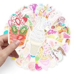 50 Pcs Sweet Ice Cream Stickers, 1.96-3.15inch Cool Cartoon Decorative Sticke…