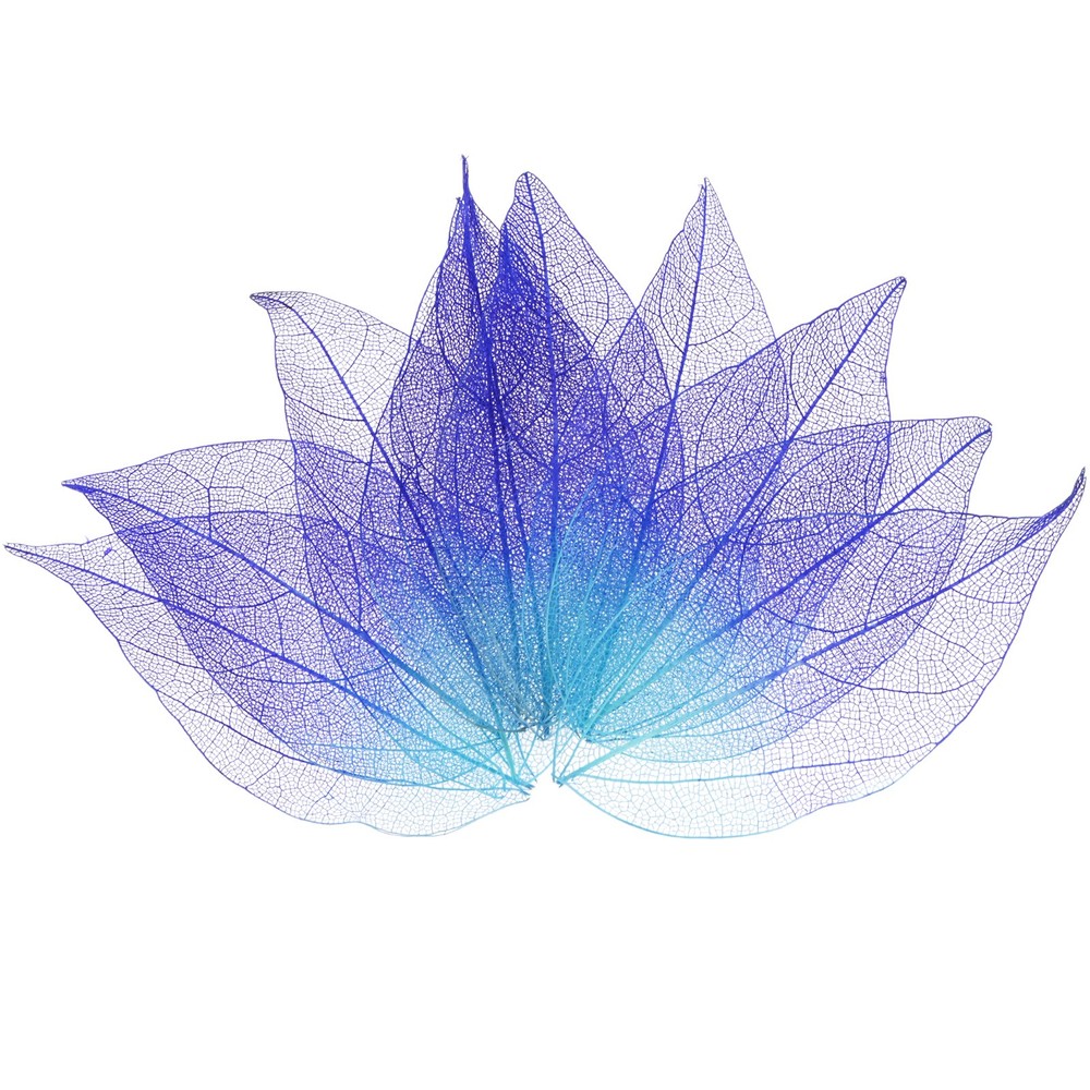 200-Pack Skeleton Leaves, Natural Rubber Leaves Vein[4-6cm, Purple, Blue]