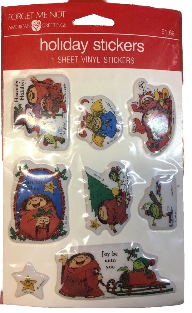 Sherman On The Mount Vintage Puffy Stickers 1984 Vinyl AGC Forget Me Not Holiday