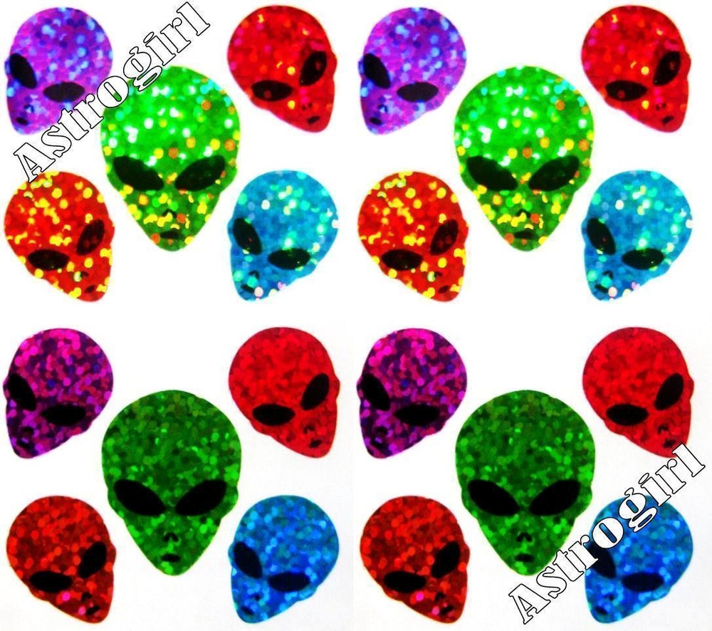 ~ Sparkle Alien Face Science Fiction Unknown Hambly Studios Glitter Stickers ~