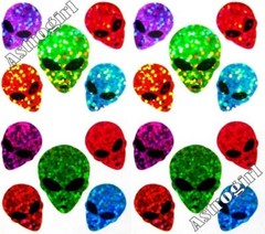 ~ Sparkle Alien Face Science Fiction Unknown Hambly Studios Glitter Stickers ~