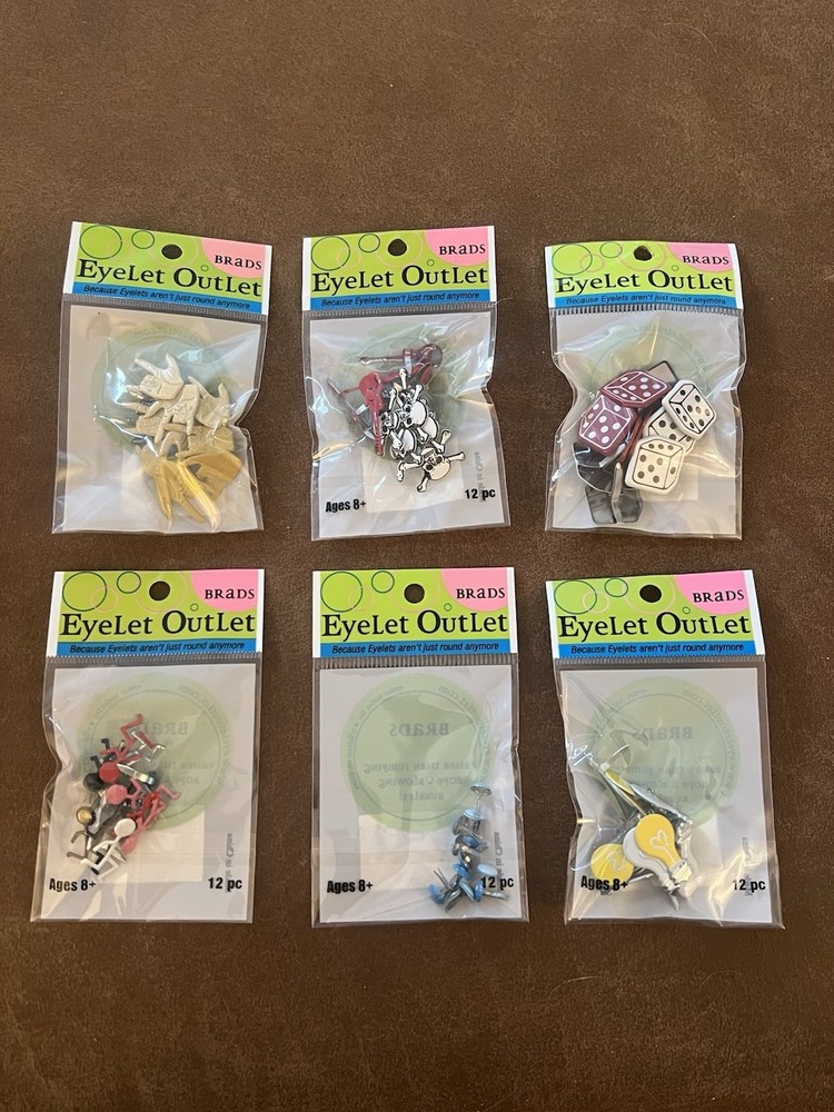 Eyelet Outlet Brads Lot of NEW 6 packs Card Making Scrapbooking Skull Dice