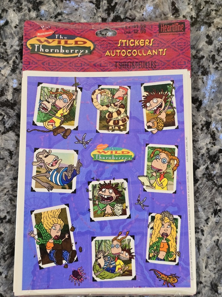Nickelodeon The Wild Thornberrys Hallmark Stickers 4 Sheets Sealed 00s