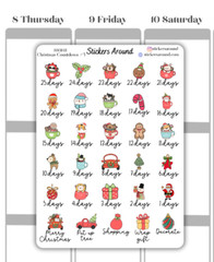Christmas Holiday Countdown Planner Sticker #3, Calendar and Journal Sticker