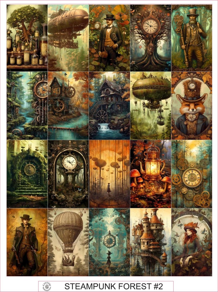 STEAMPUNK FOREST #2 – COMPLETE SHEET OF 25 STICKERS