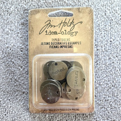 Tim Holtz Idea-ology Foundations Metal Typed Tokens TH93203 New
