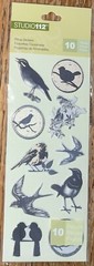 K&Company Studio 112 Adhesive Bird Pillow Stickers Black Crow Raven Starling