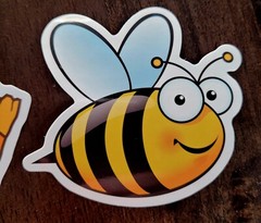 STICKERS x 5 Honey Bee Icons Apiculture Beehive Cartoon Large Sticker BEE9