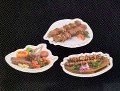 Vintage Fast Food Stickers Mediterranean Cuisine Meal Meat Shish Kebab Lot 3 Pcs