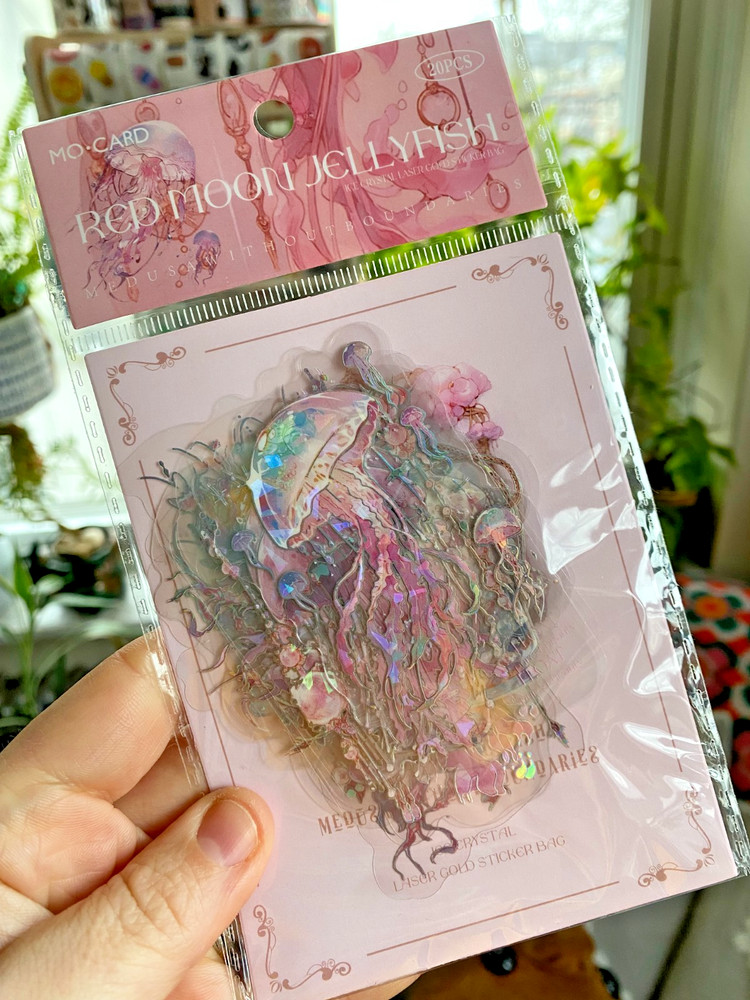 NIP Super Sparkly Prismatic Jelly Fish Stickers for Junk Journaling: You Choose!